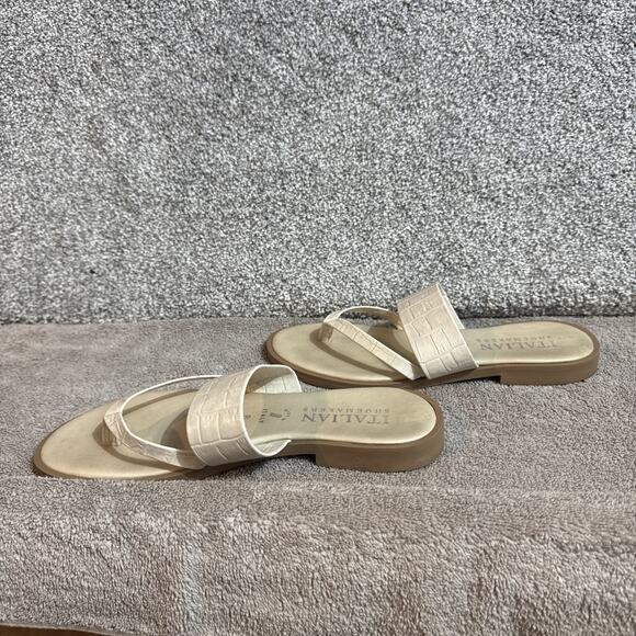Italian Shoemakers Sandals Womens Size 8 Minimalist Chic Faux Croc Slip On - Picture 2 of 8
